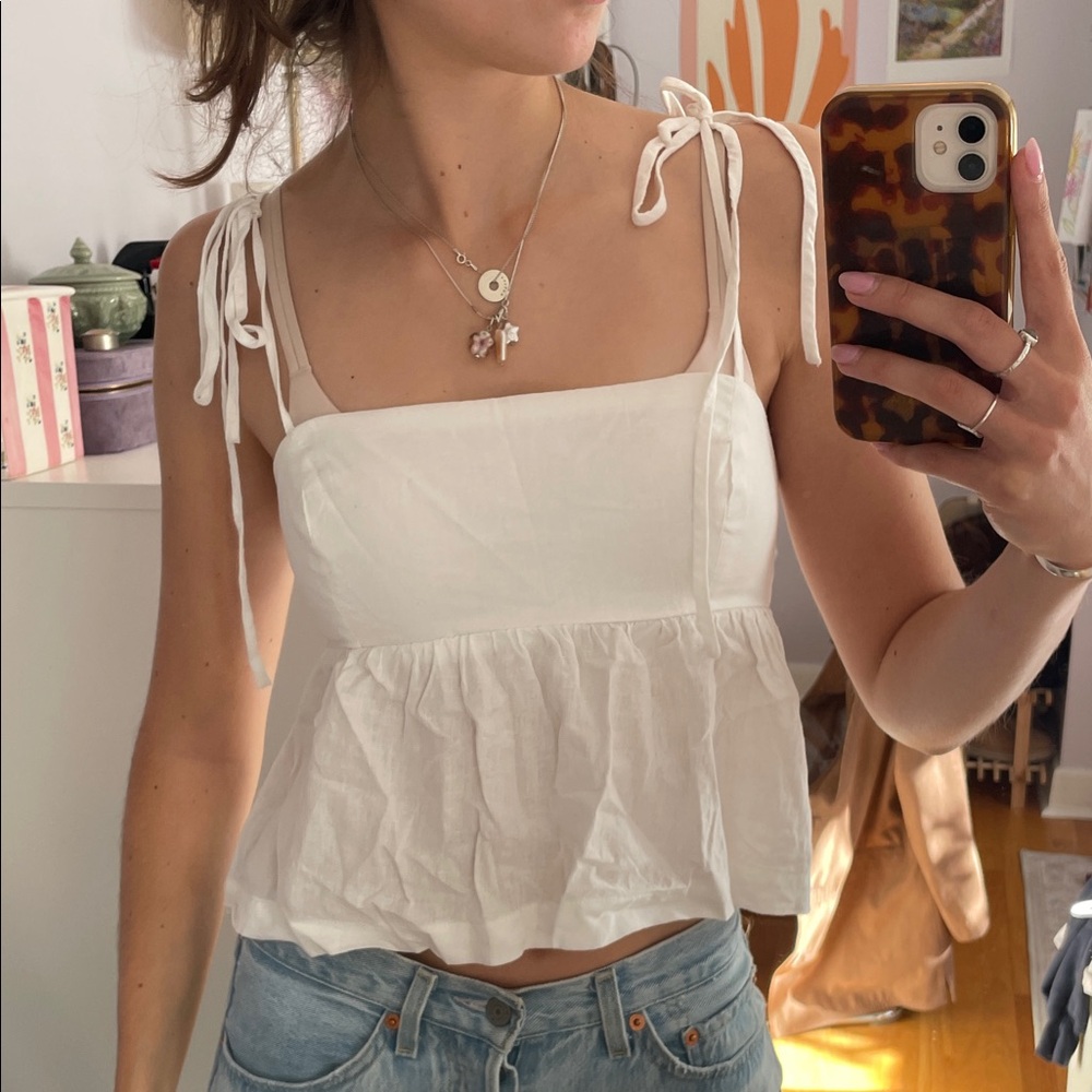 Linen peplum top